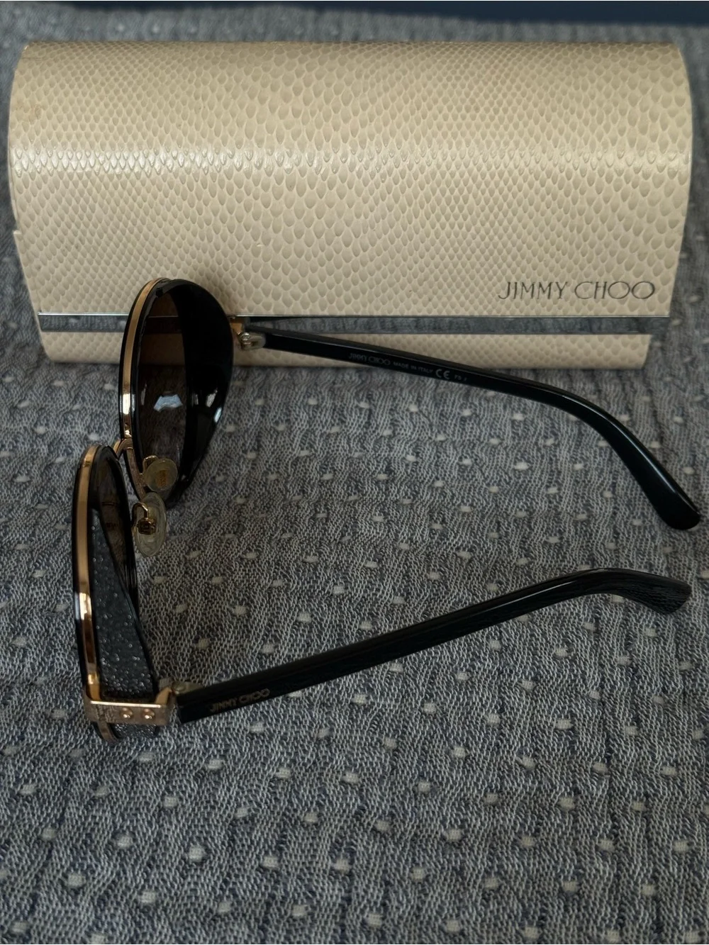Jimmy Choo Andie Black and Gold Round Sunglasses
